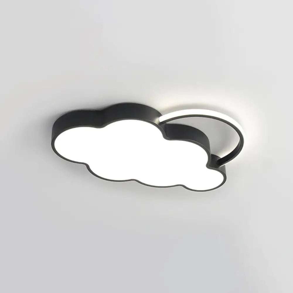 Cloud-Shaped Nordic Led Flush Mount For Kids Bedroom Black / Third Gear