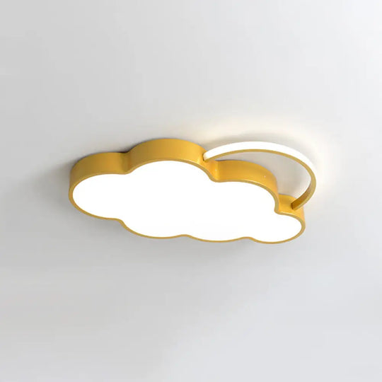 Cloud-Shaped Nordic Led Flush Mount For Kids Bedroom Yellow / Third Gear