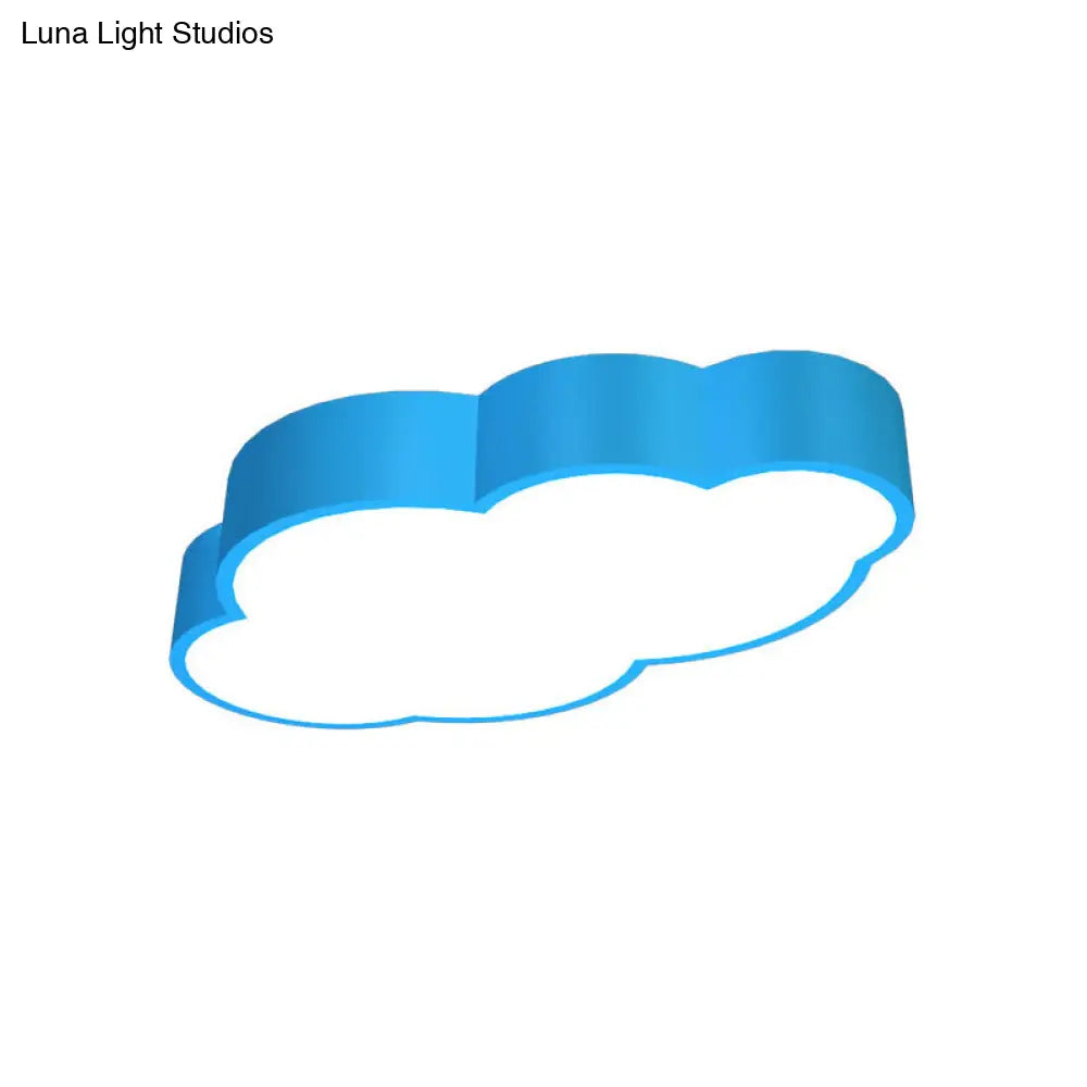 Cloud Shaped Nursery Ceiling Lamp - Led Flush Mount Lighting Fixture (18/20.5) In Red/Yellow/Blue