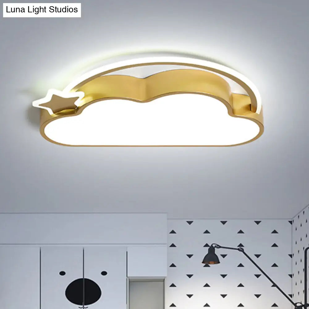 Cloud & Star Led Ceiling Light For Kids Bedroom - Simple Pink/Gold Design Gold