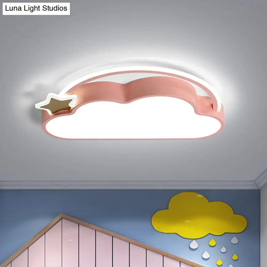 Cloud & Star Led Ceiling Light For Kids Bedroom - Simple Pink/Gold Design Pink