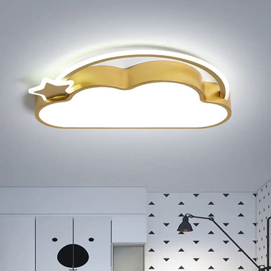 Cloud & Star Led Ceiling Light For Kid’s Bedroom - Simple Pink/Gold Design Gold