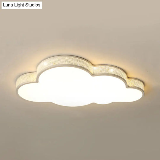 Cloud-Themed Kid Bedroom Acrylic Art Deco Flush Mount Ceiling Light White / 21.5 Warm