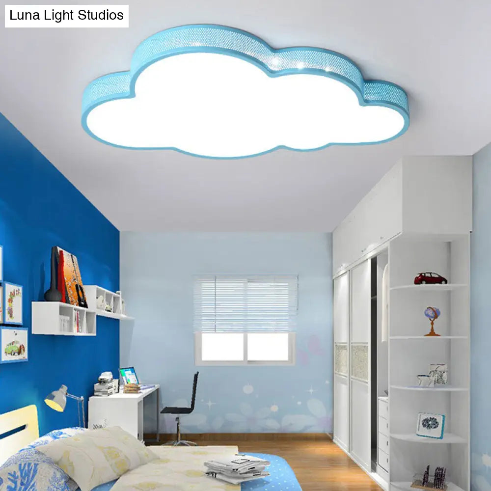 Cloud-Themed Kid Bedroom Acrylic Art Deco Flush Mount Ceiling Light Blue / 21.5 White