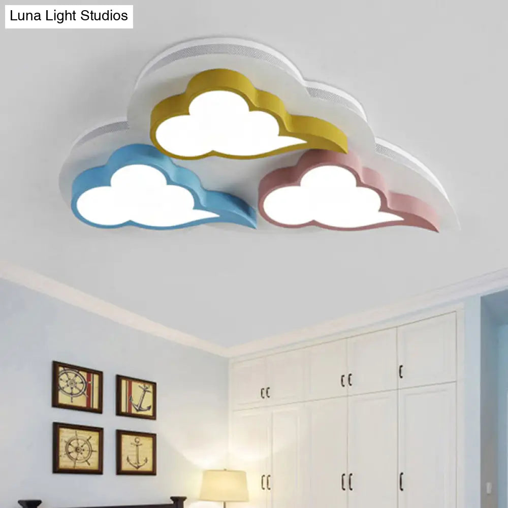 Cloud-Themed Kindergarten Flush Ceiling Light Fixture: Acrylic Cartoon Multi-Color Design