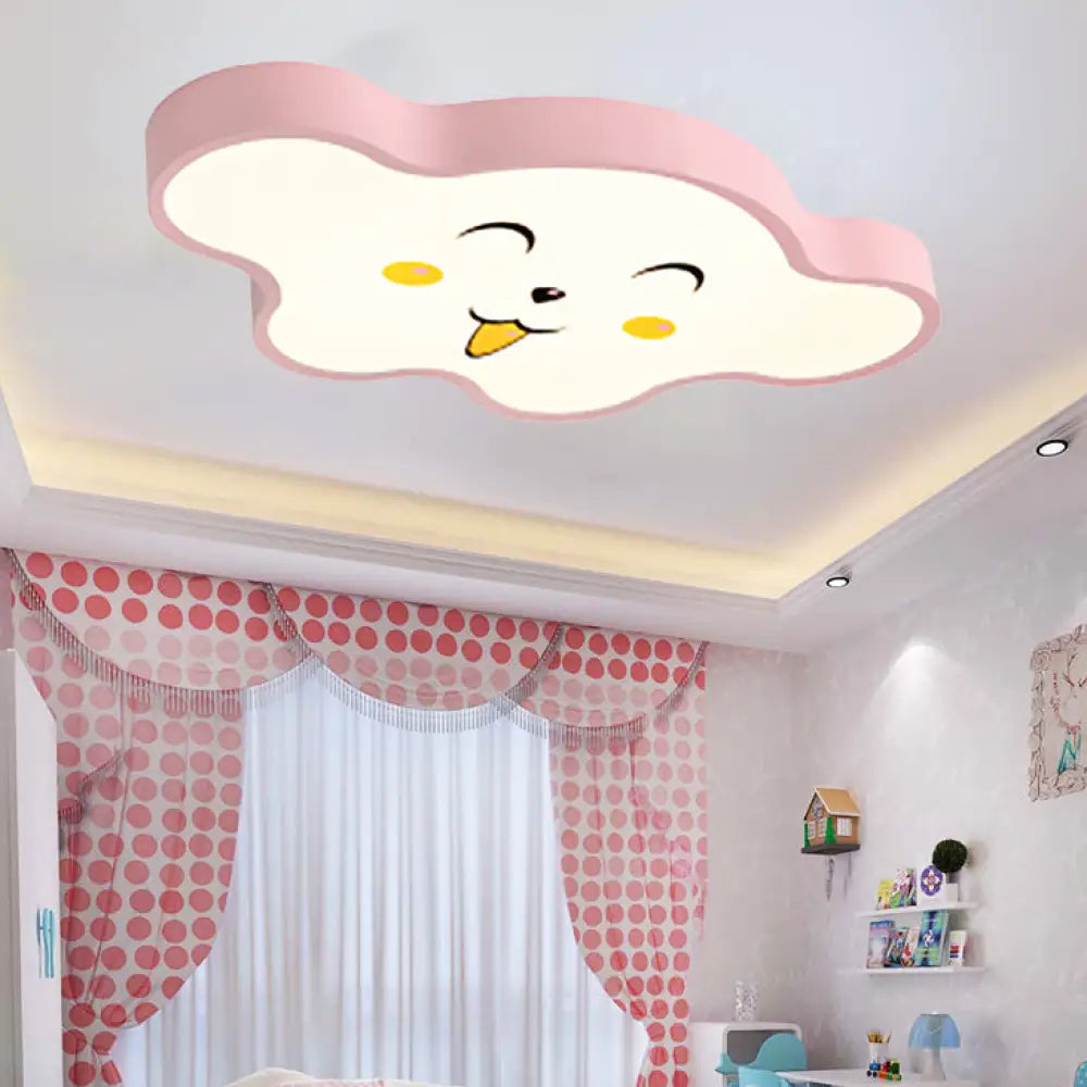Cloudy Kid Bedroom Ceiling Light - Acrylic Cartoon Flush Mount Pink / B