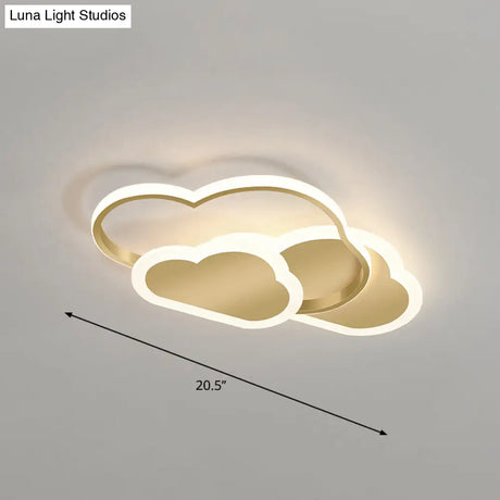 Cloudy Kids Led Bedroom Ceiling Light: Acrylic Flush Mount Fixture Gold / 20.5 Warm