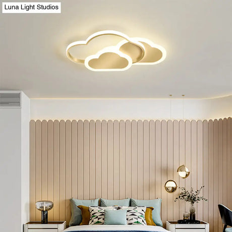 Cloudy Kids Led Bedroom Ceiling Light: Acrylic Flush Mount Fixture