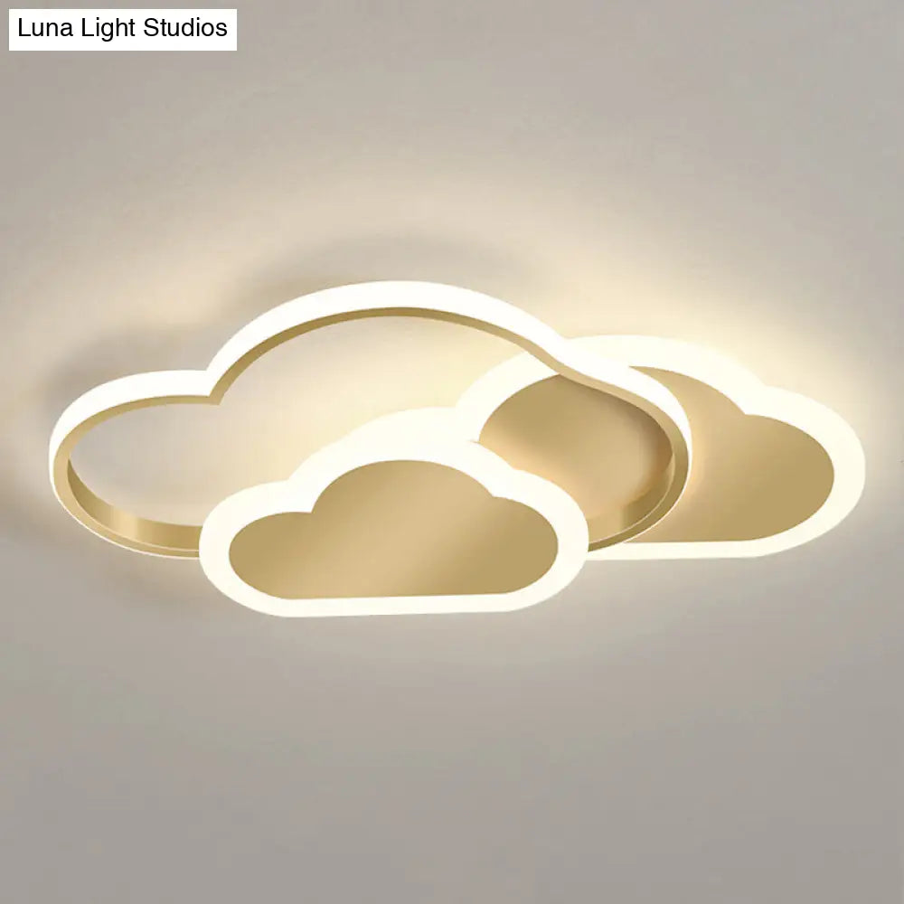 Cloudy Kids Led Bedroom Ceiling Light: Acrylic Flush Mount Fixture