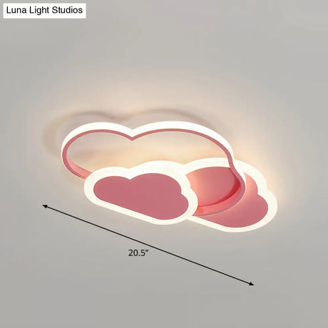 Cloudy Kids Led Bedroom Ceiling Light: Acrylic Flush Mount Fixture Pink / 20.5 White