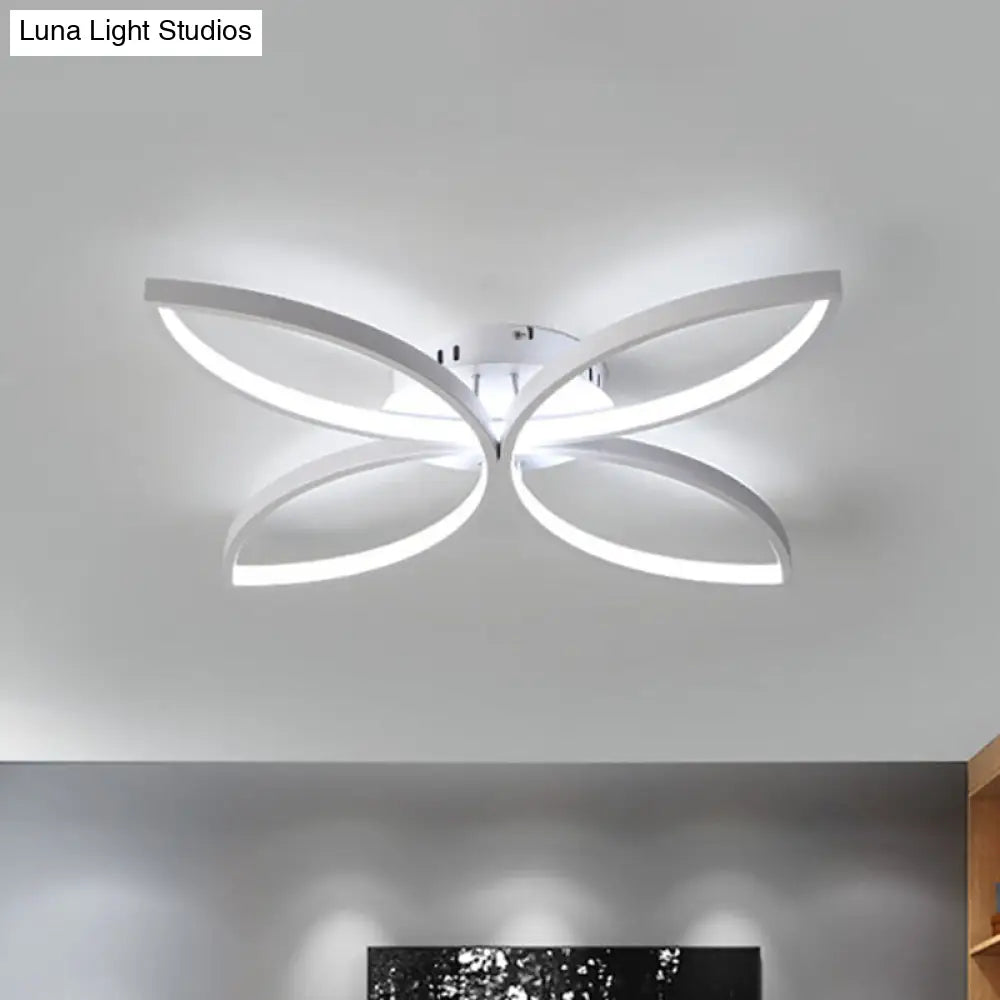 Clover Metallic Led Ceiling Light In Warm/White - Modern Semi Flush Mount 23/29 Wide White / 23 Warm