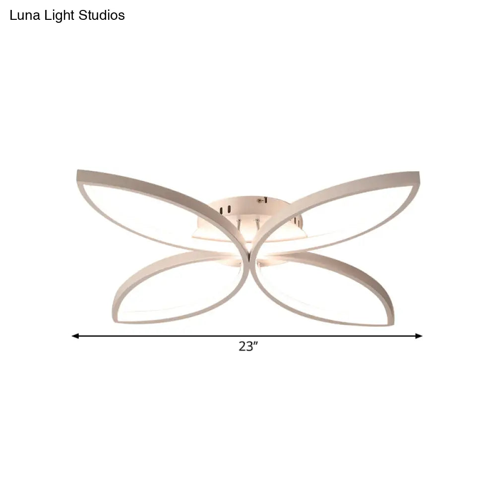 Clover Metallic Led Ceiling Light In Warm/White - Modern Semi Flush Mount 23’/29’ Wide