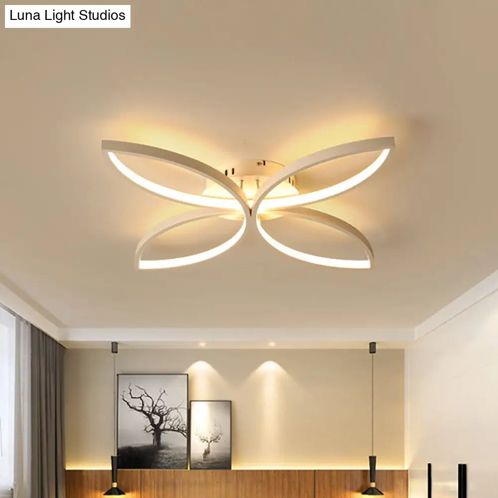 Clover Metallic Led Ceiling Light In Warm/White - Modern Semi Flush Mount 23’/29’ Wide