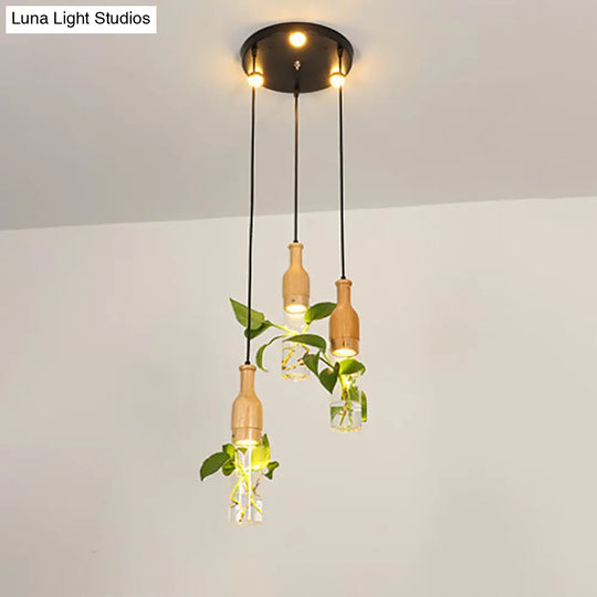 5-Light Clear Glass Cluster Pendant In Lodge Black: Modern Ceiling Light For Dining Room With