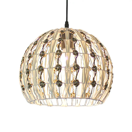 Coastal 1-Light Rattan Pendant Lamp For Dining Room - White House/Dome/Bell Design / B