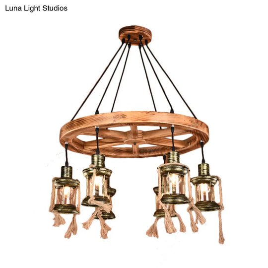 Coastal Bronze 6-Light Metal Hanging Chandelier: Kerosene Pendant Light For Living Room