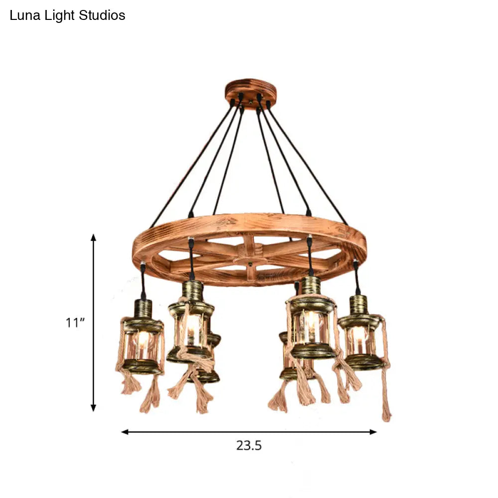 Coastal Bronze 6-Light Metal Hanging Chandelier: Kerosene Pendant Light For Living Room