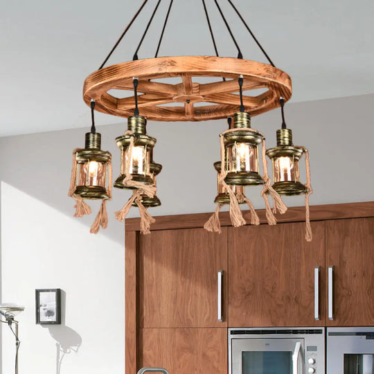 Coastal Bronze 6-Light Metal Hanging Chandelier: Kerosene Pendant Light For Living Room