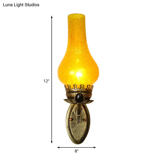 Coastal Candle Wall Sconce Light - Yellow Crackle Glass Bronze Finish