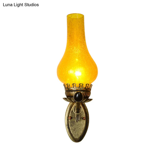 Coastal Candle Wall Sconce Light - Yellow Crackle Glass Bronze Finish