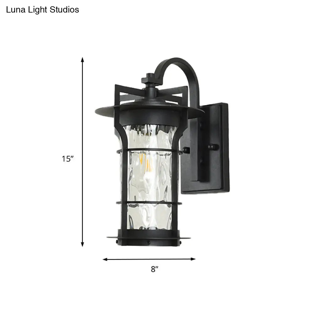 Coastal Clear Glass Iron Cage Wall Sconce Light - Square/Rectangle Design