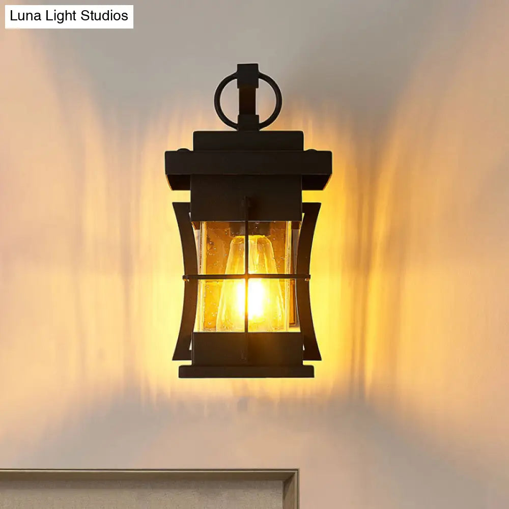 Coastal Clear Glass Iron Cage Wall Sconce Light - Square/Rectangle Design