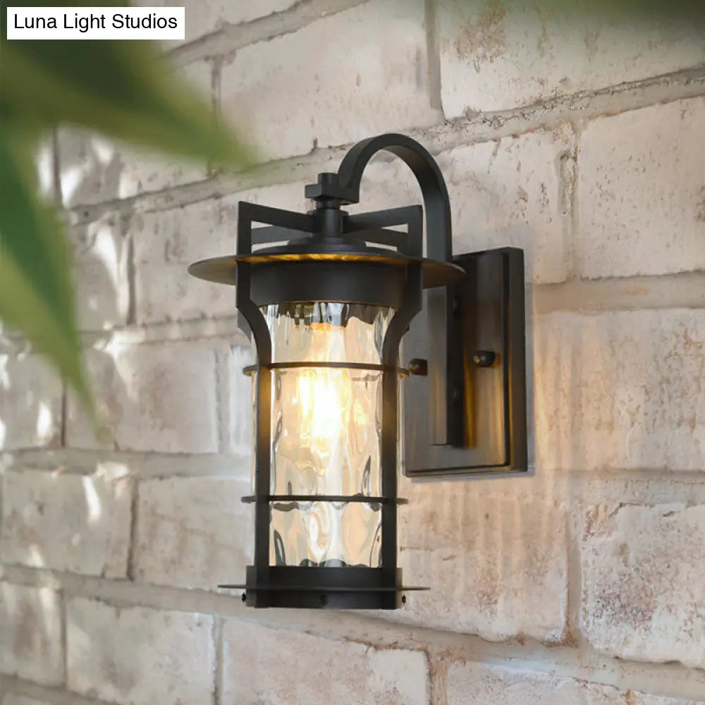 Coastal Clear Glass Iron Cage Wall Sconce Light - Square/Rectangle Design