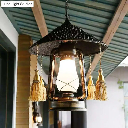 Bronze Lantern Shaped Pendant Light With Coastal Charm