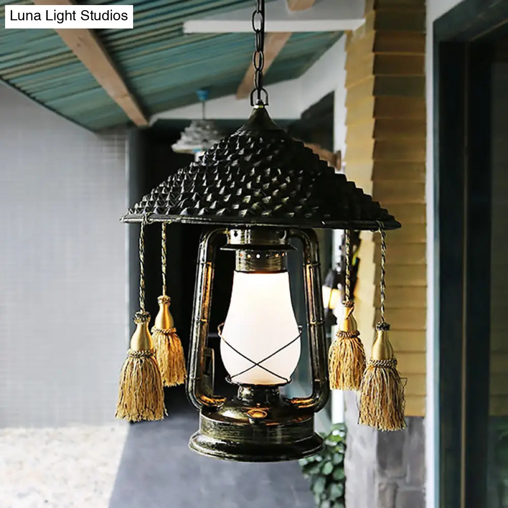 Coastal Lantern Pendant Lamp - Bronze Metal Pendulum Style