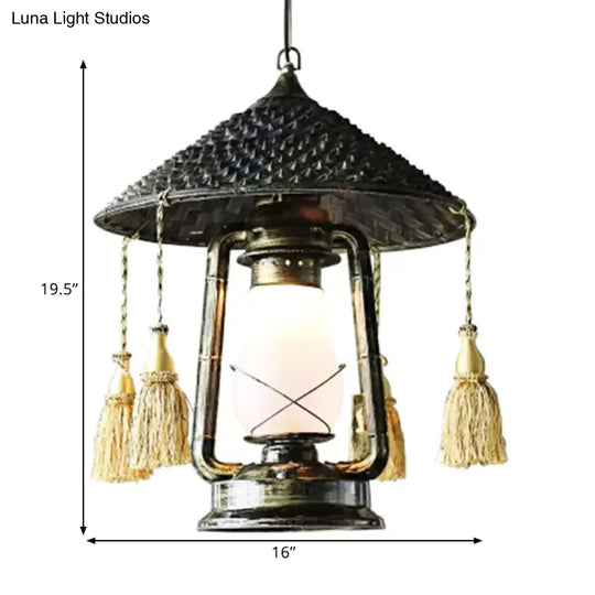 Coastal Lantern Pendant Lamp - Bronze Metal Pendulum Style