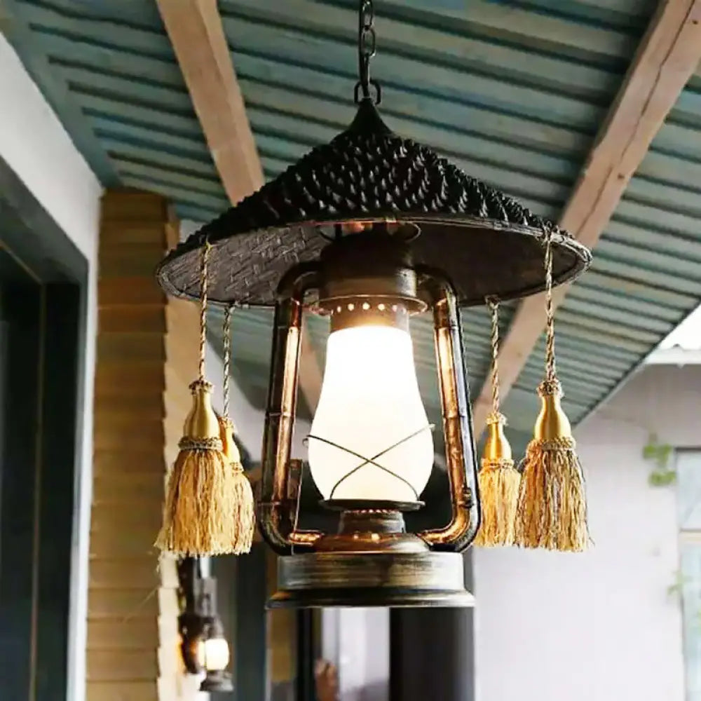 Coastal Lantern Pendant Lamp - Bronze Metal Pendulum Style