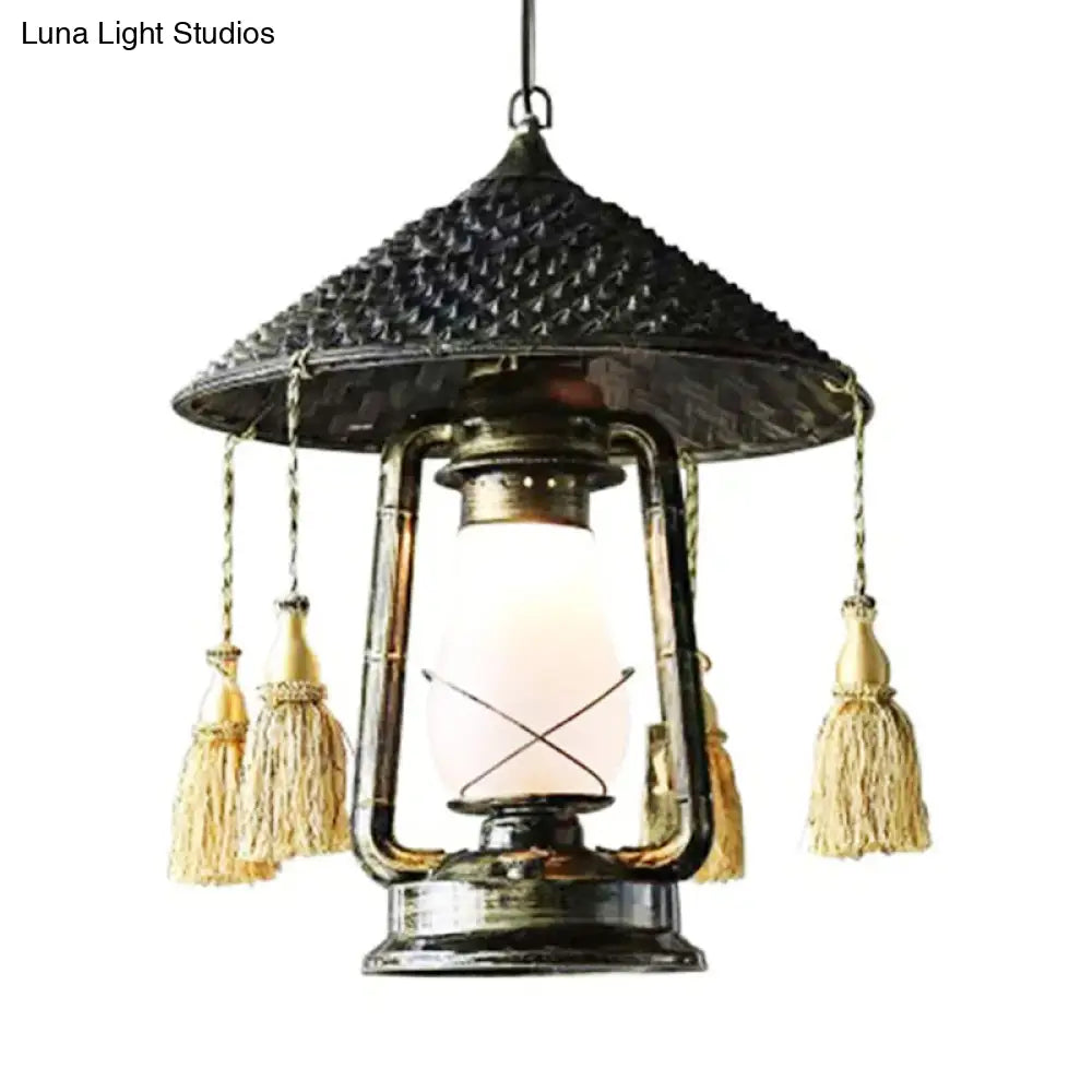 Coastal Lantern Pendant Lamp - Bronze Metal Pendulum Style