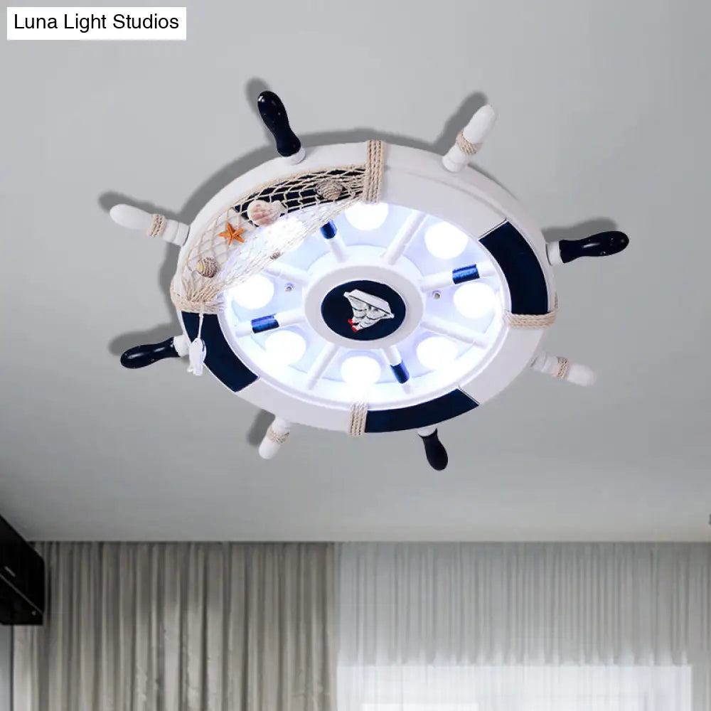 Coastal Led Acrylic Ceiling Flush Lamp In White/Orange/Blue For Bedroom