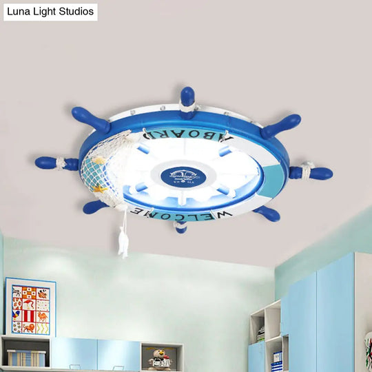 Coastal Led Acrylic Ceiling Flush Lamp In White/Orange/Blue For Bedroom