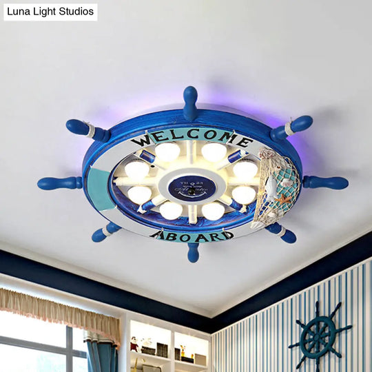 Coastal Led Acrylic Ceiling Flush Lamp In White/Orange/Blue For Bedroom