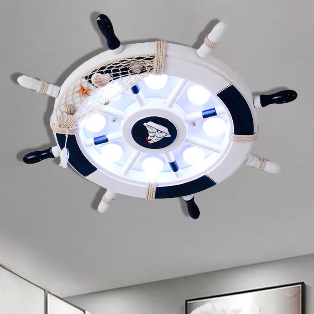 Coastal Led Acrylic Ceiling Flush Lamp In White/Orange/Blue For Bedroom White /