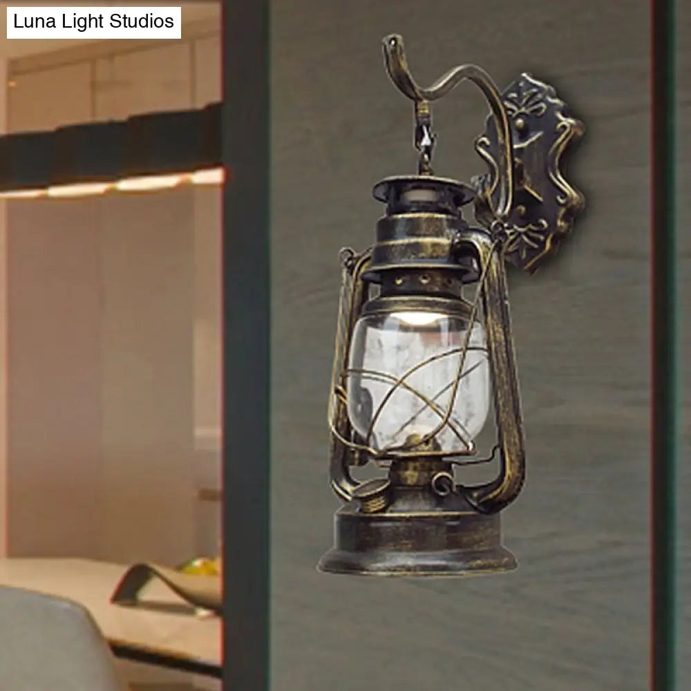 Coastal Porch Wall Sconce - Clear Glass Lantern Light Fixture