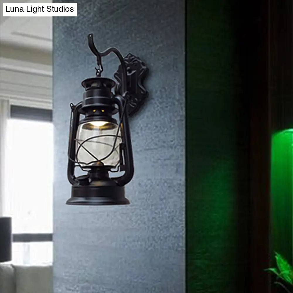 Coastal Porch Wall Sconce - Clear Glass Lantern Light Fixture