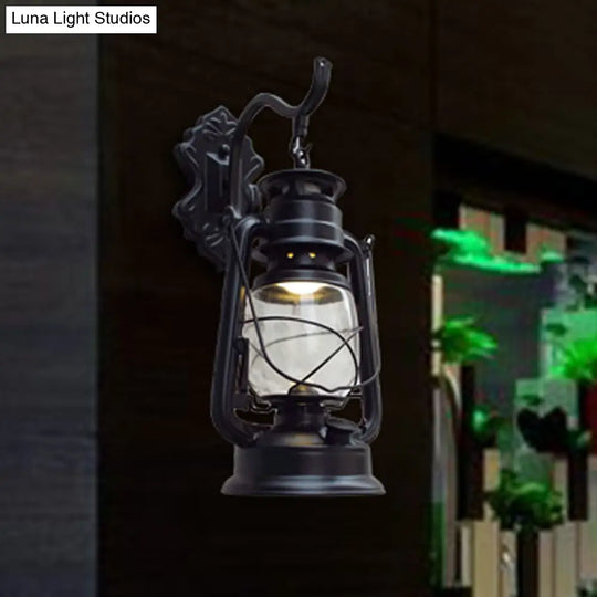 Coastal Porch Wall Sconce - Clear Glass Lantern Light Fixture