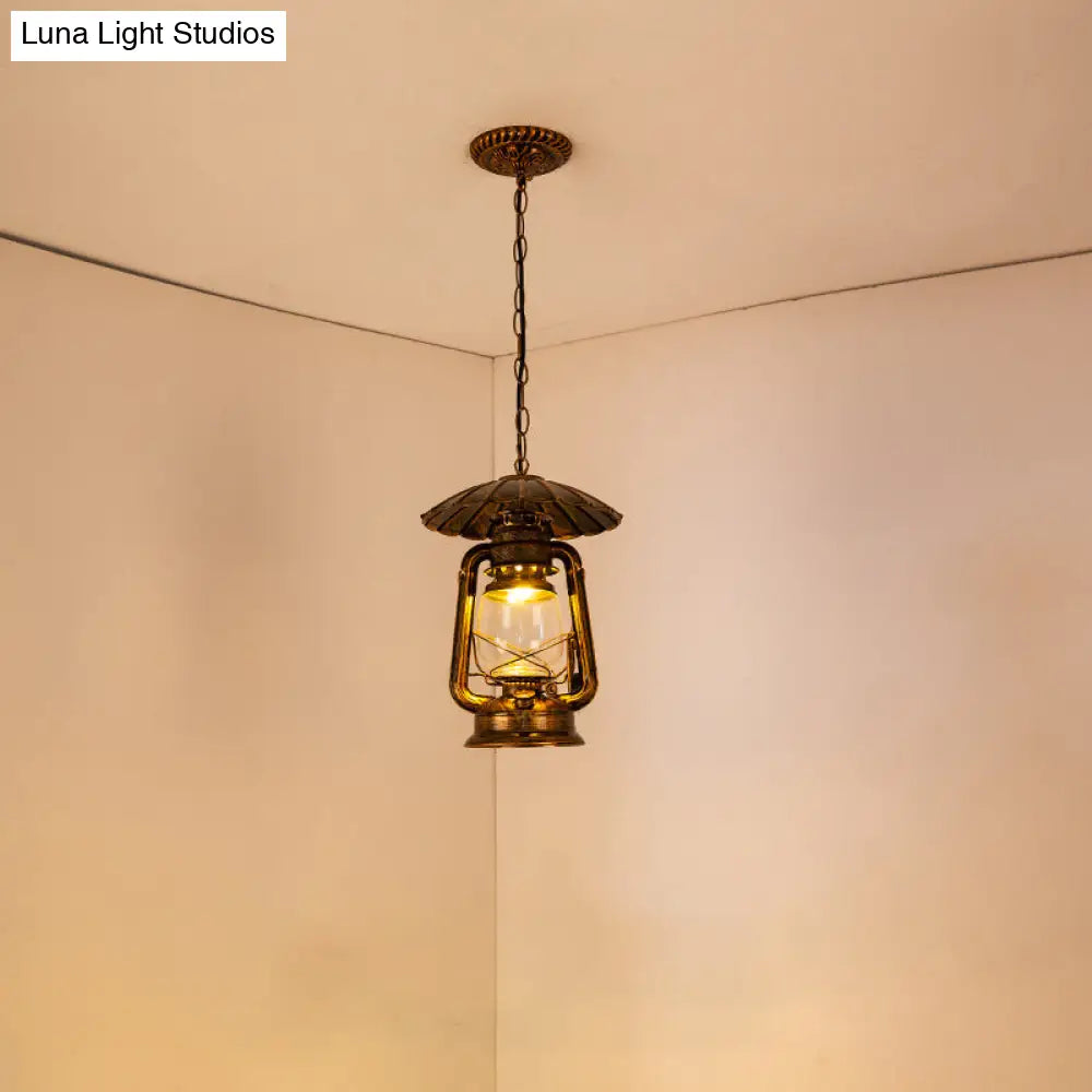 Coastal Metal Pendant Lighting With Clear Glass Shade - 1-Head Hanging Lamp For Restaurants In