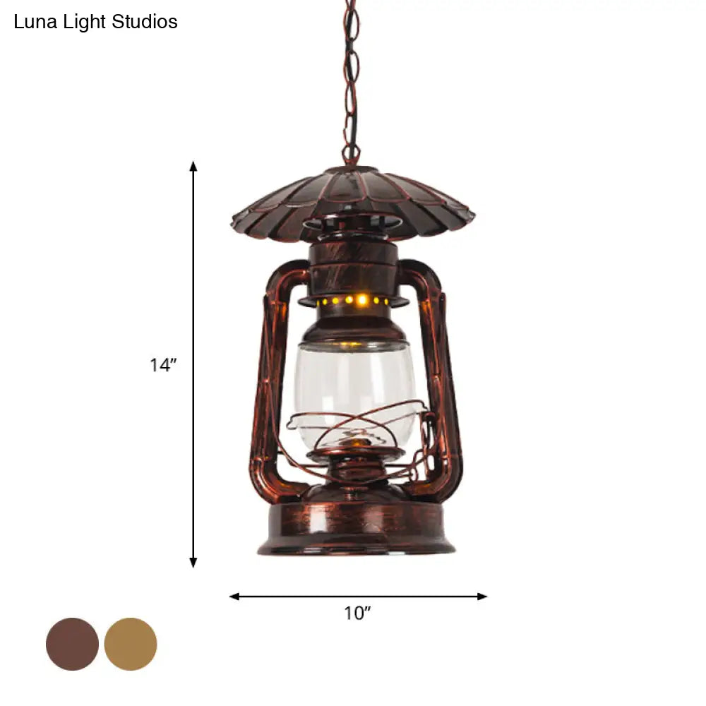 Coastal Metal Pendant Lighting With Clear Glass Shade - 1-Head Hanging Lamp For Restaurants In