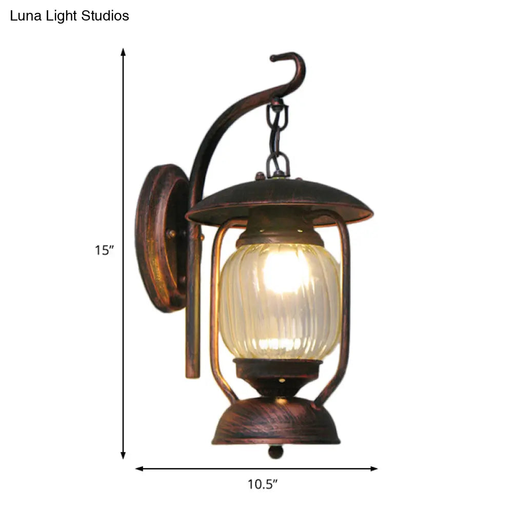 Coastal Ribbed Glass Kerosene Wall Light: Stylish Clear Sconce Lamp