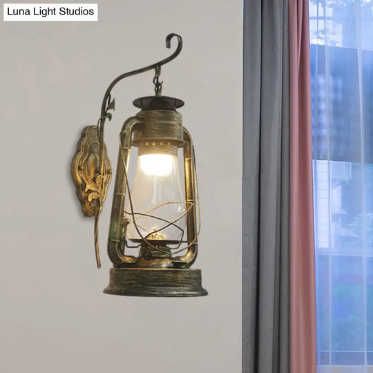 Coastal Style Wall Mounted Kerosene Light Fixture With Clear Glass - Available In Black Bronze Or