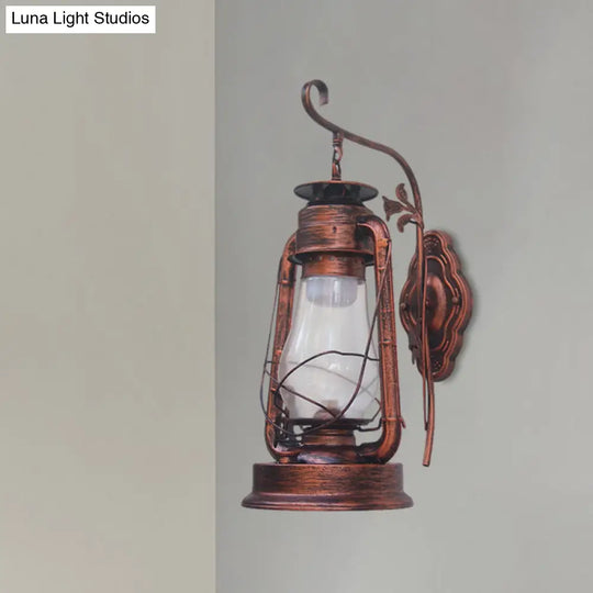 Coastal Style Wall Mounted Kerosene Light Fixture With Clear Glass - Available In Black Bronze Or