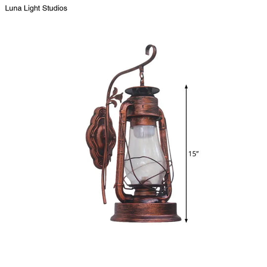 Coastal Style Wall Mounted Kerosene Light Fixture With Clear Glass - Available In Black Bronze Or