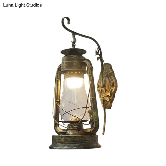 Coastal Style Wall Mounted Kerosene Light Fixture With Clear Glass - Available In Black Bronze Or