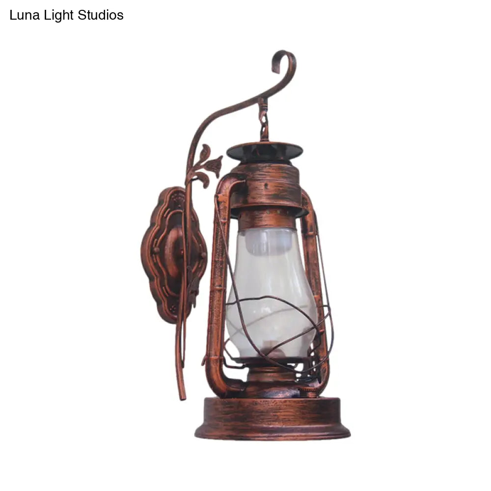 Coastal Style Wall Mounted Kerosene Light Fixture With Clear Glass - Available In Black Bronze Or