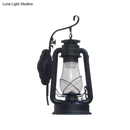 Coastal Style Wall Mounted Kerosene Light Fixture With Clear Glass - Available In Black Bronze Or