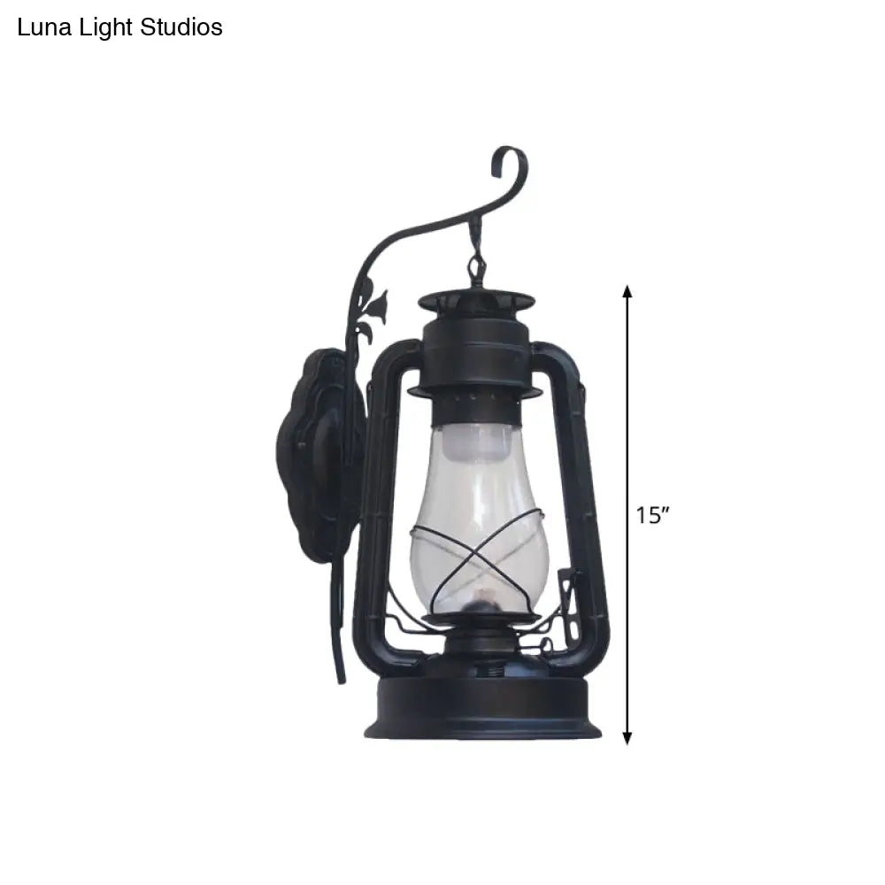 Coastal Style Wall Mounted Kerosene Light Fixture With Clear Glass - Available In Black Bronze Or