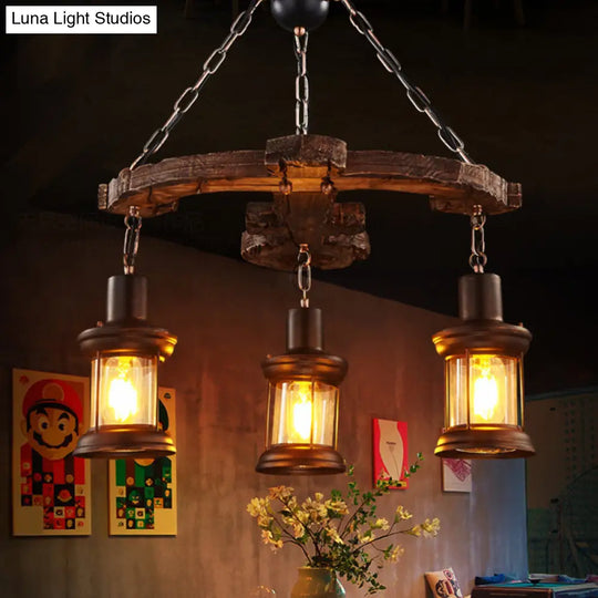 Coastal Wood Anchor Pendant Light In Beige For Coffee Shops